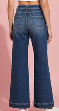 Load image into Gallery viewer, high rise wide leg pintuck denim pants, dark wash | zenana
