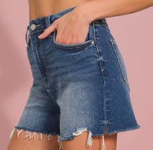 Load image into Gallery viewer, dark wash distressed shorts, zenana | plus
