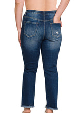Load image into Gallery viewer, high rise straight raw hem cropped jean, dark wash | plus size
