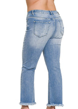 Load image into Gallery viewer, high rise straight raw hem cropped jean, light wash | plus size
