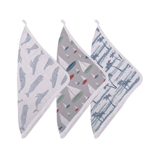 Load image into Gallery viewer, ocean tides bamboo washcloth set of 3 | newcastle
