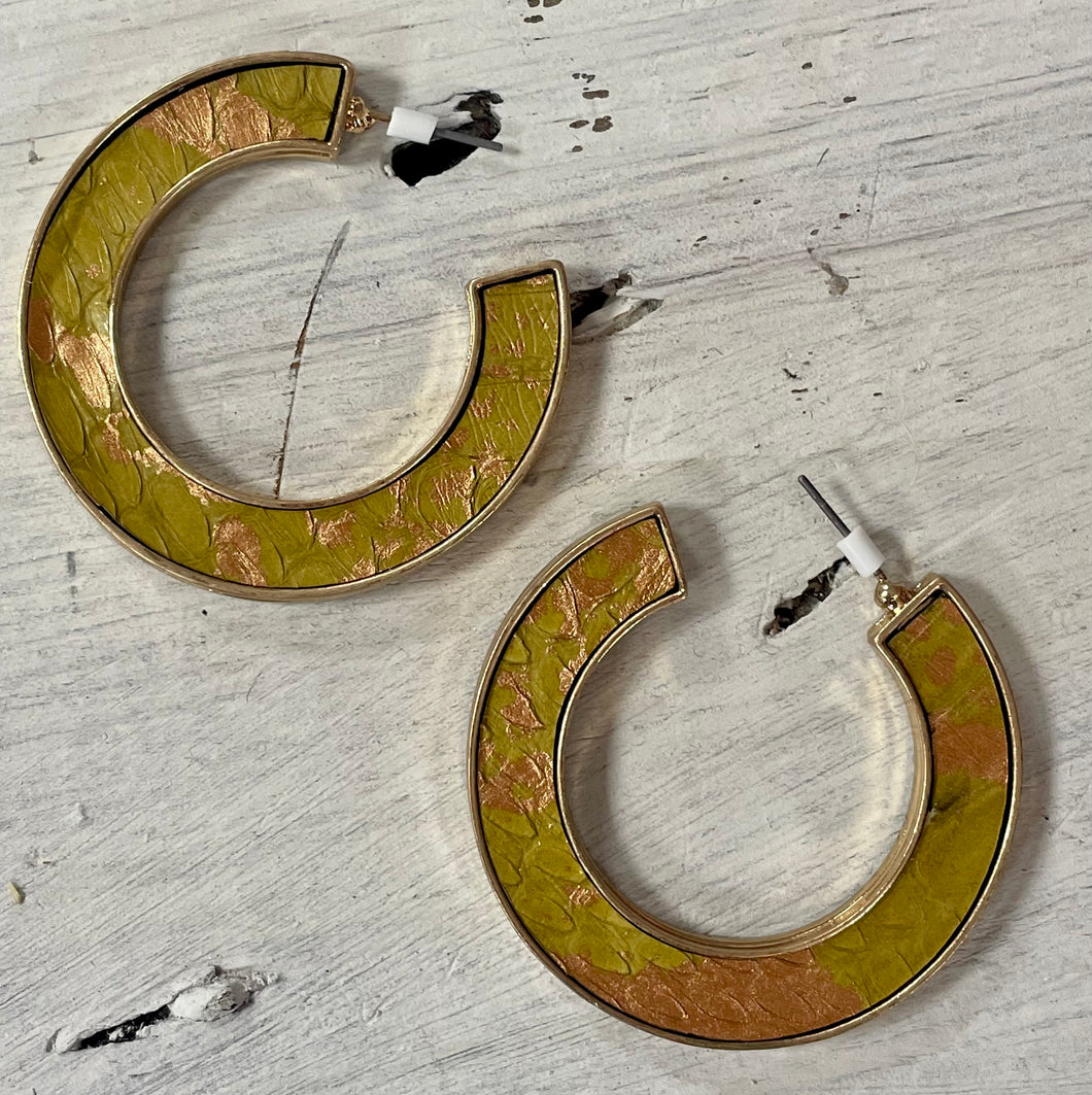 Gold leather accent hoops
