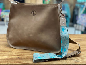 Mocha Beaudin Purse with Turquoise Strap