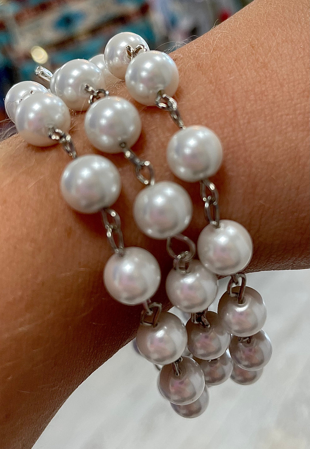 Triple strand pearl bracelet