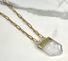 Load image into Gallery viewer, gold chain quarts necklace
