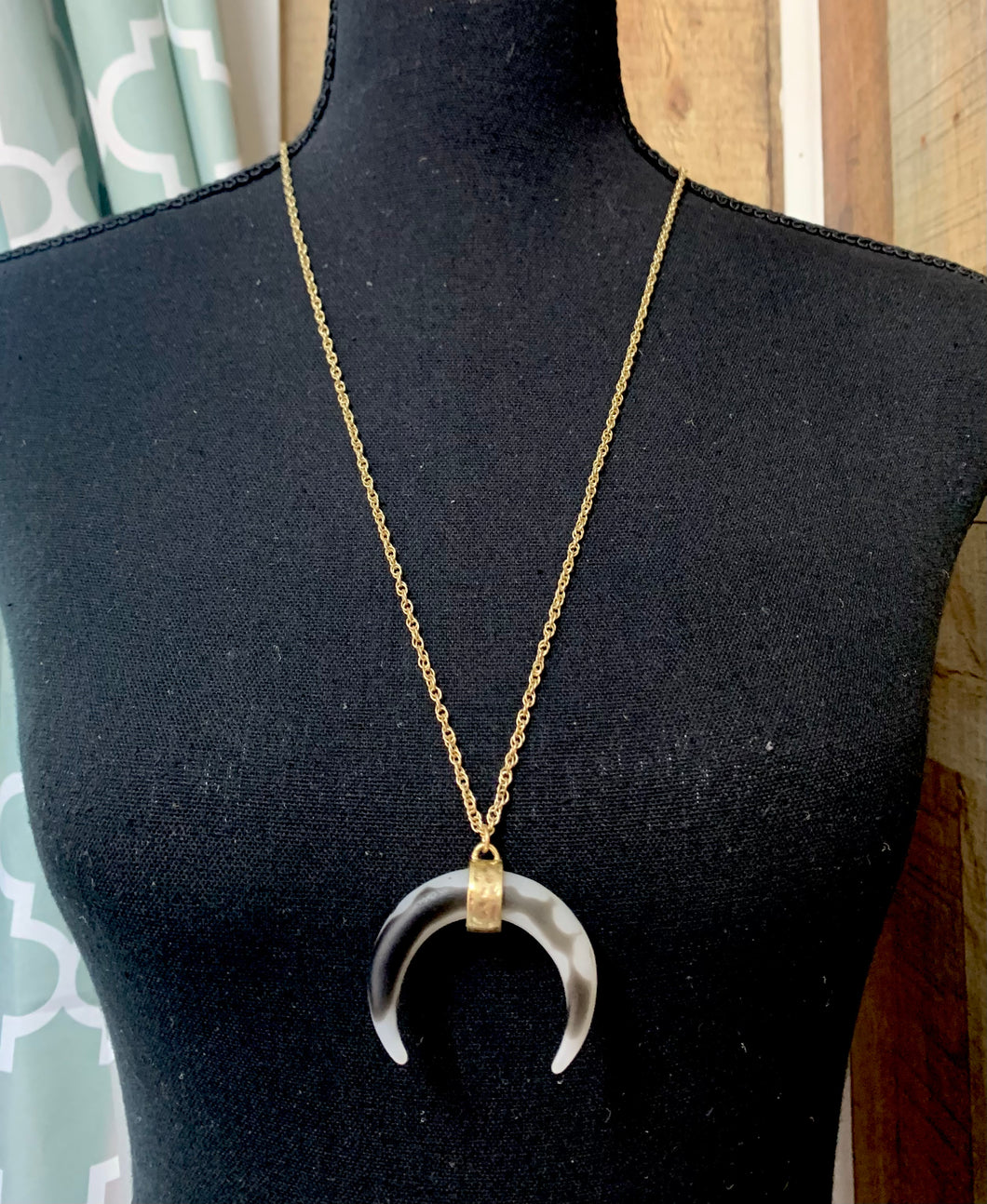 Grey horn pendant necklace